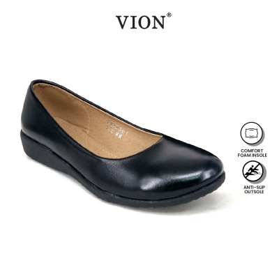 Black PVC Leather Hostel / Uniform / Formal Shoes Ladies FM68361